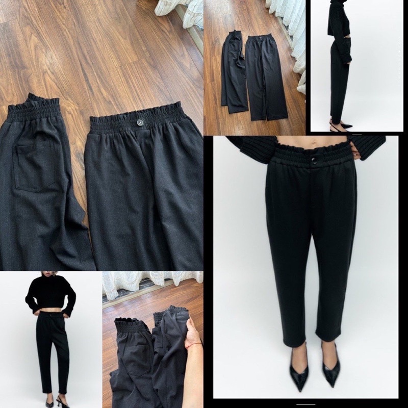 Quần tây Baggy nữ lưng thun. Hình thật shop chụp cận vải