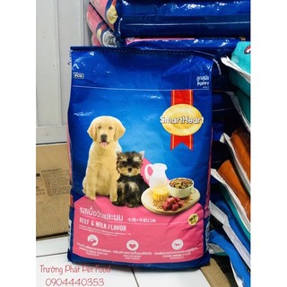 Smartheart puppy bao xá 8kg-thức ăn chó con vị bò sữa 8kg xá