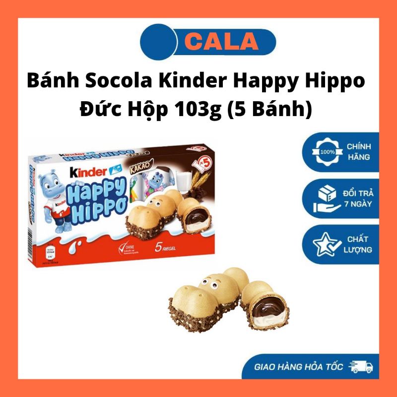 Bánh Socola Kinder Happy Hippo Đức Hộp 103g (5 Bánh)