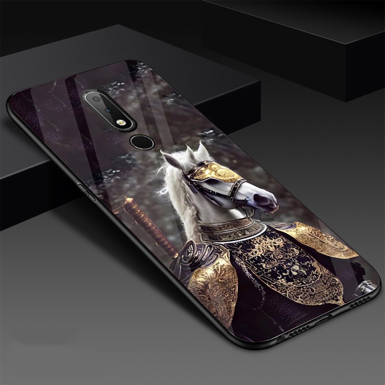 Ốp Lưng NOKIA 6.1 PLUS Mặt lưng kính cao cấp, thiết kế độc quyền 12 con giáp chiến binh
