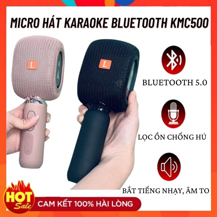 Micro hát karaoke bluetooth KMC 500, mic không dây bản 2022, lọc tiếng ồn khử nhiễu, âm thanh cực hay - BH 12 Tháng