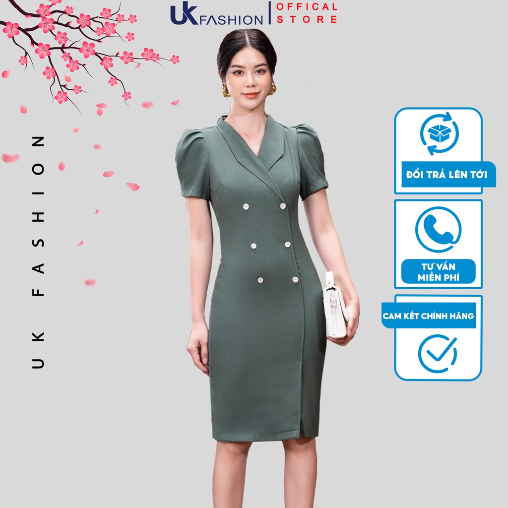 Đầm Thiết Kế Dáng Ôm UK Fashion Tay Bồng Phong Cách Sang Trọng, Chất Vải Nhập Hàn Cao Cấp NKDV2205003