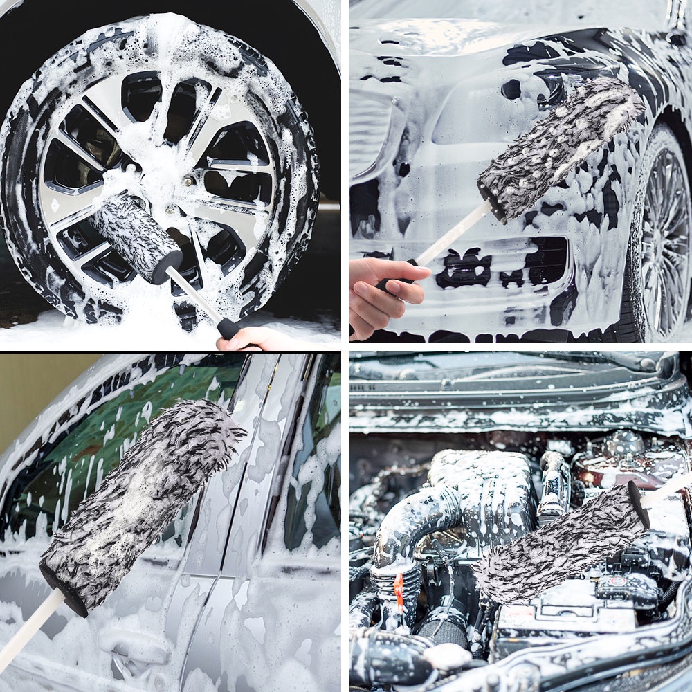 Bàn Chải Vệ Sinh Bánh Xe Hơi Cán Dài Lông Nhung Làm Sạch Sâu Chi Tiết Lốp Xe Khử Nhiễm