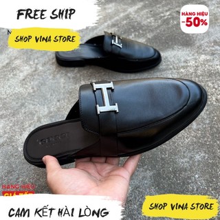 Giày sục nam, sục nam chữ h - da pu 100%, fulbox hàng cao cấp da mềm