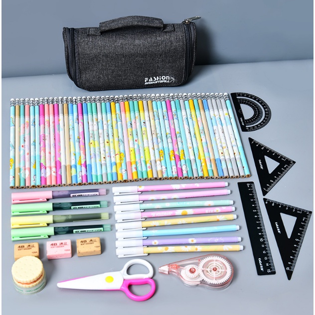 Túi Đựng Bút Bằng Vải Canvas Sức Chứa Lớn Đa Năng Có Tay Cầm Dành Cho Học Sinh