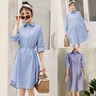 [Ảnh thật cuối] Đầm công sở sơmi tay dài eo thắt dây