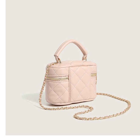 Túi Đeo Chéo Mini Hình Vuông Đính Nơ Phối Dây Đeo Sợi Xích Thời Trang Cao Cấp