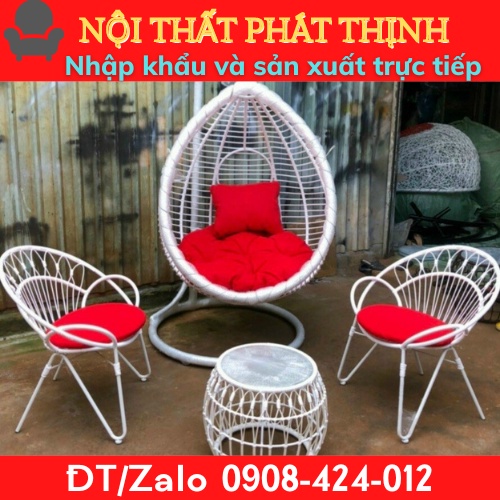 Bộ bàn ghế xích đu sân vườn , ban công giả mây