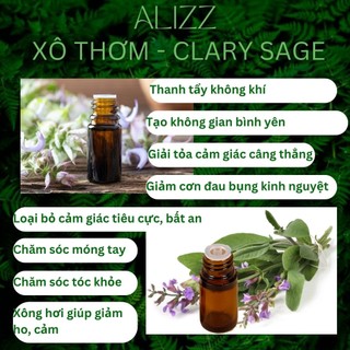Tinh dầu Xô thơm Clary Sage thanh tẩy không gian, nhập khẩu từ Mỹ, nguyên chất, không pha, xua tà khí, thư giãn