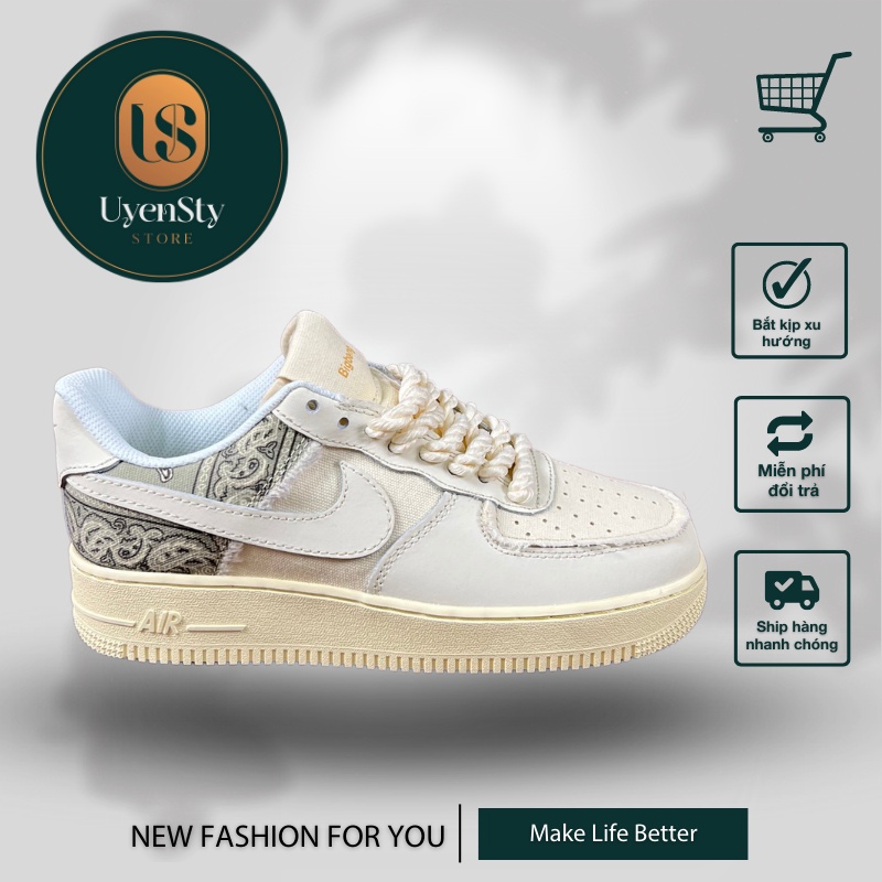 Giày Air force 1, Giày AF1 Low Cus.tom Pa.isley Dây Thừng