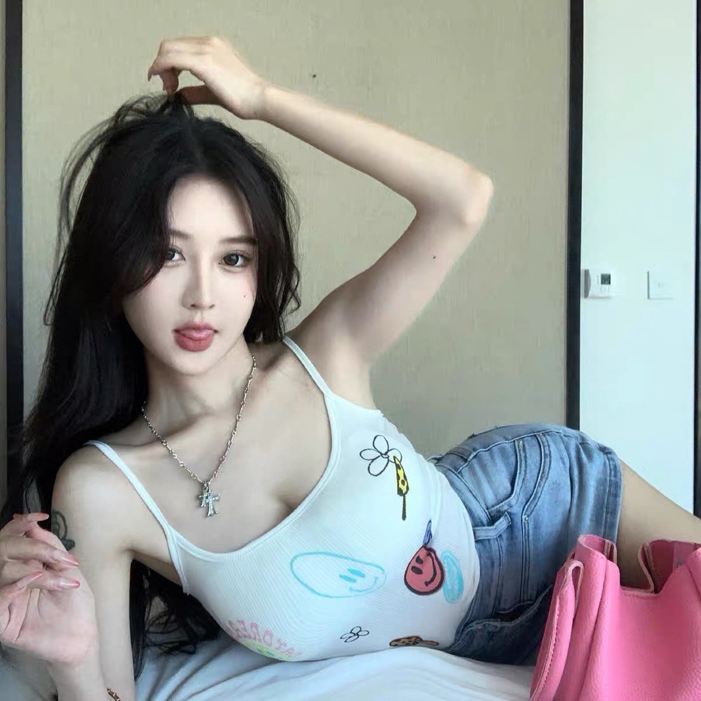 Áo croptop 2 dây in hình icon đáng yêu xinh xắn 543 FIORI STORE