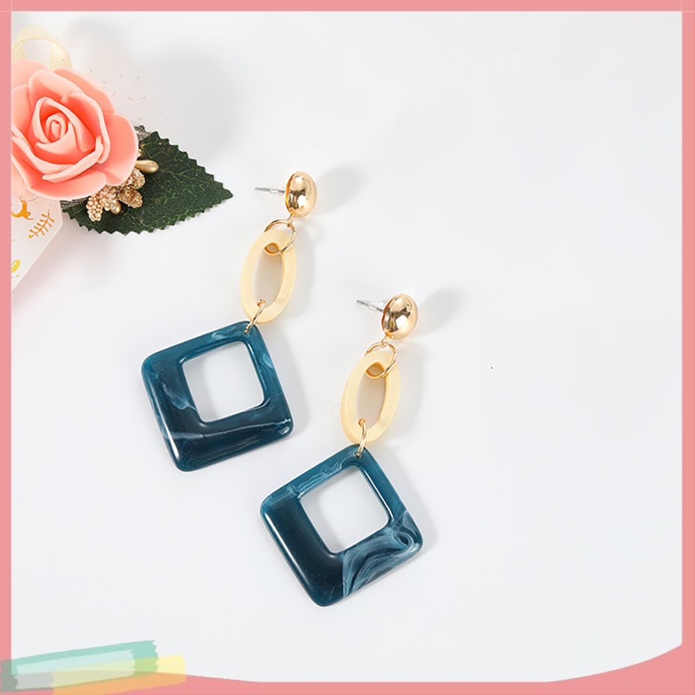 Khuyên tai dáng dài mặt hình thoi phong cách vintage