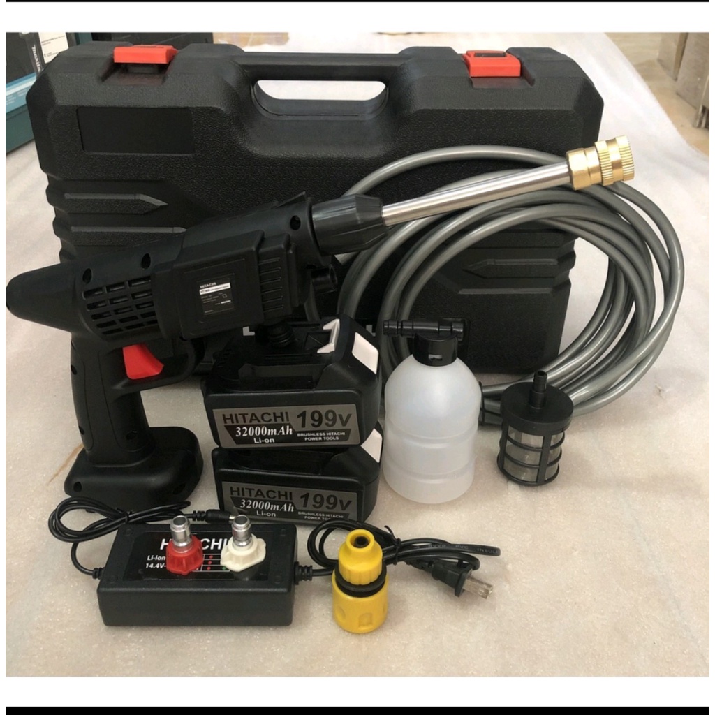 Máy  Rửa Xe PIn Hitachi 199V Áp Lực Cao 1400W Máy Rửa Xe Nhật Bản Xịt Rửa Mạnh Mẽ Máy Rửa Xe Mini