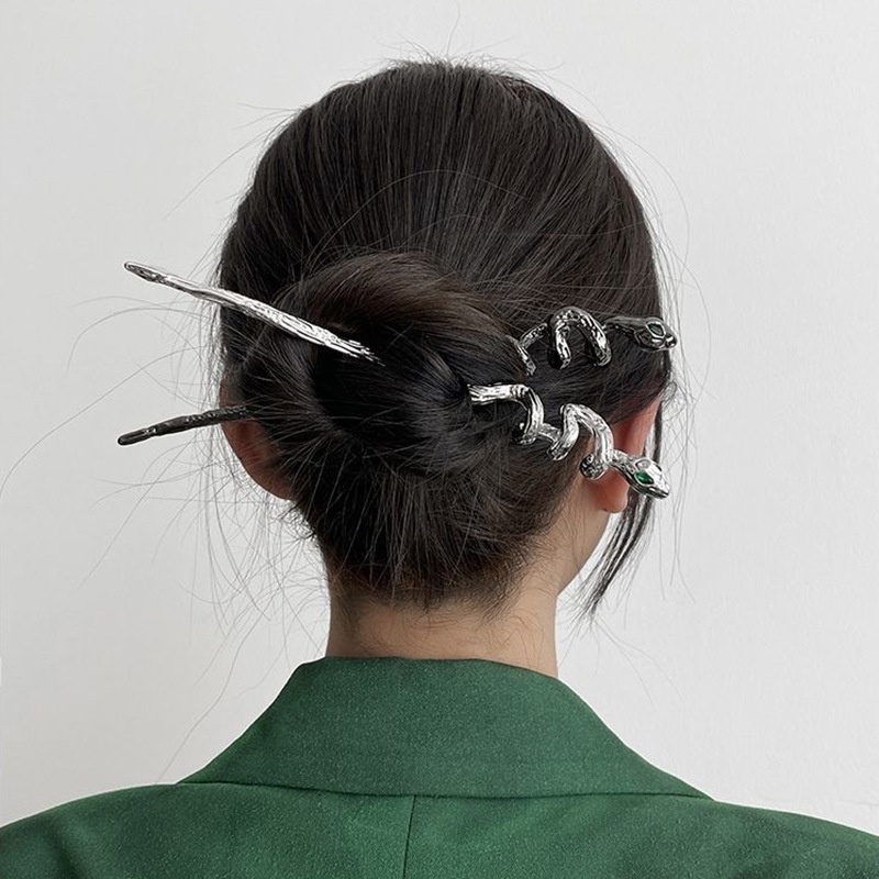 Trâm cài kim loại hình rắn đẹp quyến rũ cá tính búi tóc sang trọng Tatitava