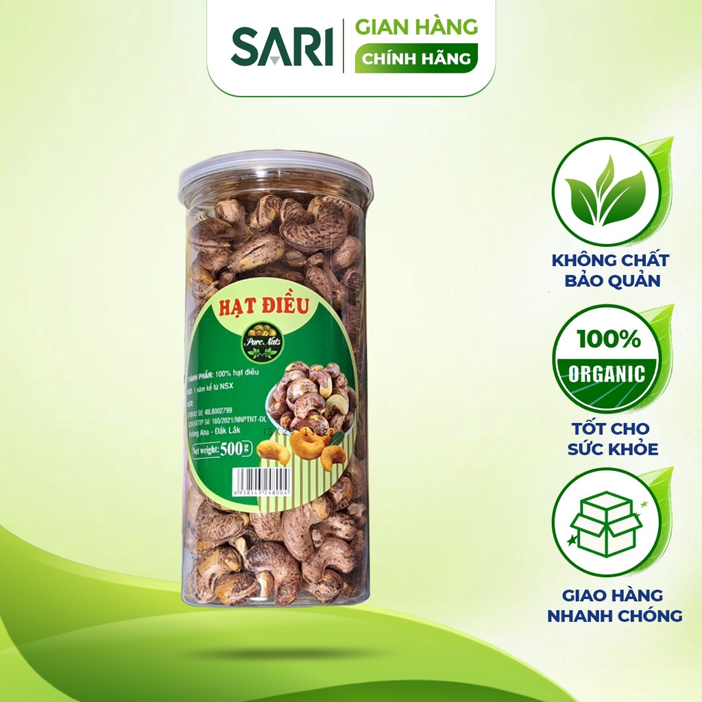 Hạt Điều Rang Muối Size Đại Đóng Hộp PET 500gr
