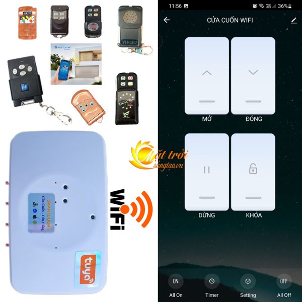Bộ phát sóng điều khiển cửa cuốn bằng điện thoại Wifi TUYA – Smart LiFe