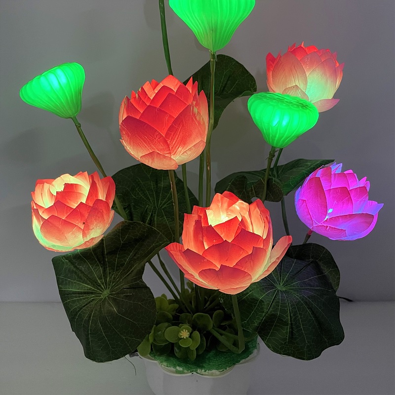 Hoa Sen Trang Trí - Hoa Sen Giả Kèm Đèn Led Sáng