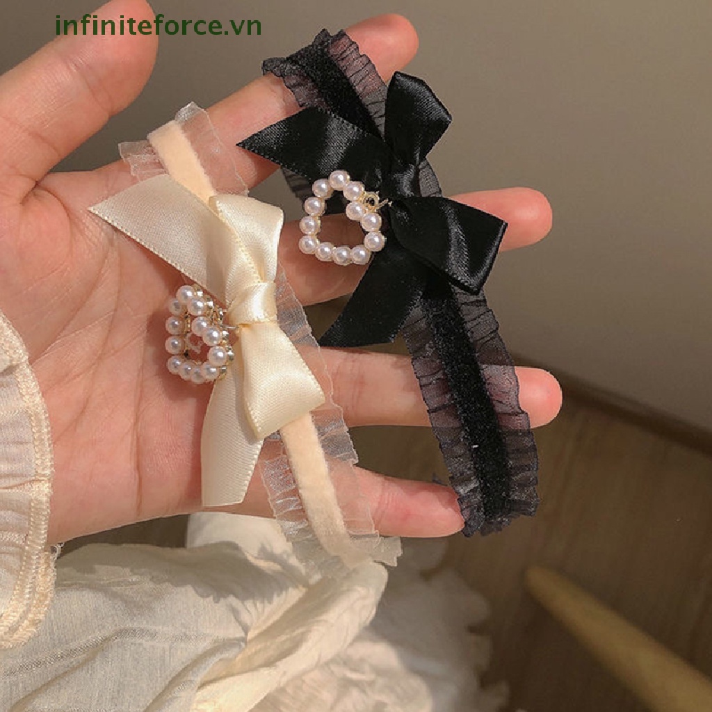 Vòng Cổ Choker Ren Thắt Nơ Trái Tim Thủ Công Phong Cách Vintage Cho Nữ