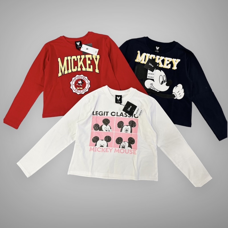 Áo thun tay dài croptop topten in hình mickey dễ thương