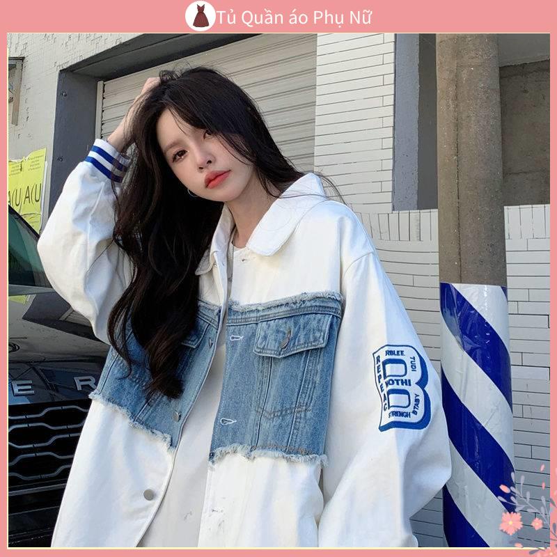 O Kho c N Da Áo Khoác Denim Cao Cấp Cảm Giác Cao Phong Cách Harajuku Hồng Kông Cổ Điển Thời Trang Xuân Thu Dành Cho Bạn Nữ Mặc Khi Lái Xe Mô Tô