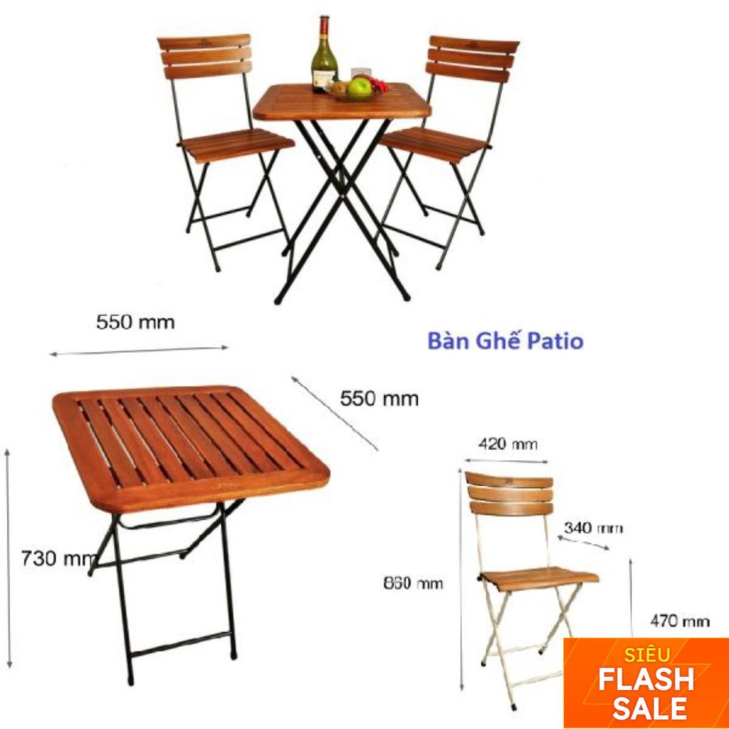 BÀN CAFE NGOÀI TRỜI GỖ XẾP FANSIPAN🍄GIÁ TỐT🍄CHÂN SẮT TĨNH ĐIỆN (BÀN VUÔNG)