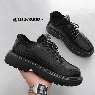 ✔️Giày nam bốt da cổ lửng buộc dây, giầy boot Hàn Quốc dr martens ulzzang thời trang đế tăng chiều cao N6