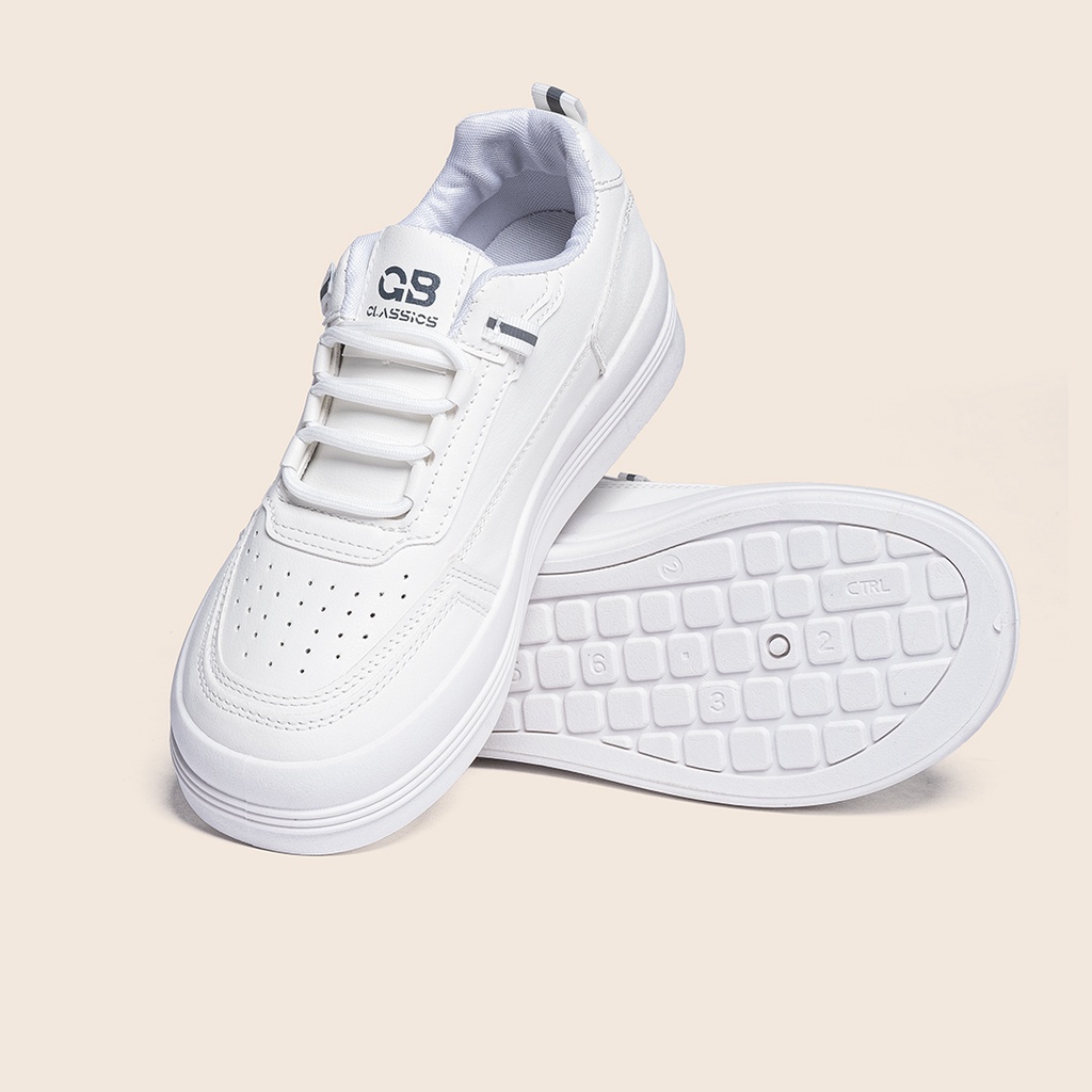 Giày Sneaker Nữ Đế Cao Da PU Mềm Đế Êm Thích Hợp Đi Làm, Đi Học, Chơi Màu Trắng Kem GiayBOM GB Classics B1207