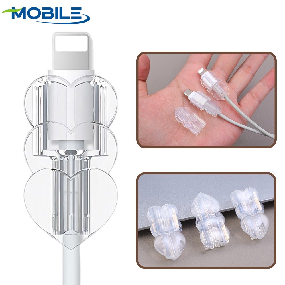 Bộ 5 Vỏ Bọc Bảo Vệ Dây Cáp Sạc USB Bằng Silicon Mềm Trong Suốt