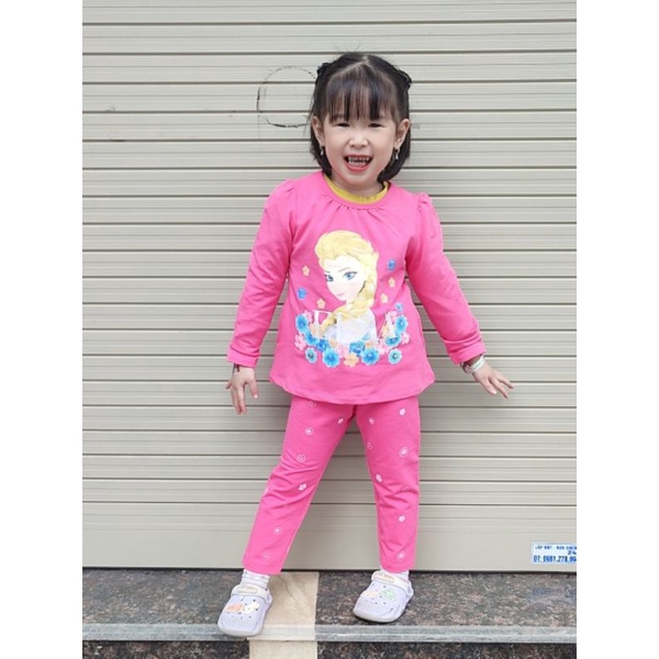 (Xả lẻ size) Bộ nỉ da cá HM VNXK bé gái in elsa 13-28kg