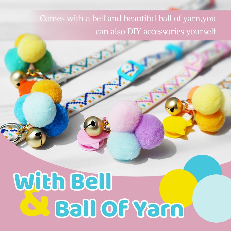 HamshMoc Vòng Cổ Nhẹ Mềm Mại Thoải Mái Bền Bỉ Có Chuông Và Bóng Lông Cho Thú Cưng