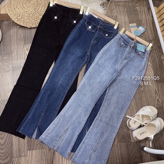 Quần jean ống loe nhẹ xẻ lưng cao tôn dáng!