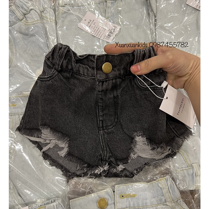 Quần Jean đùi rách siêu đẹp, quần đùi Jean rách bé gái