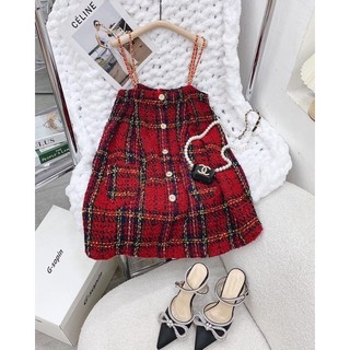 ĐẦM TWEED ĐỎ CARO