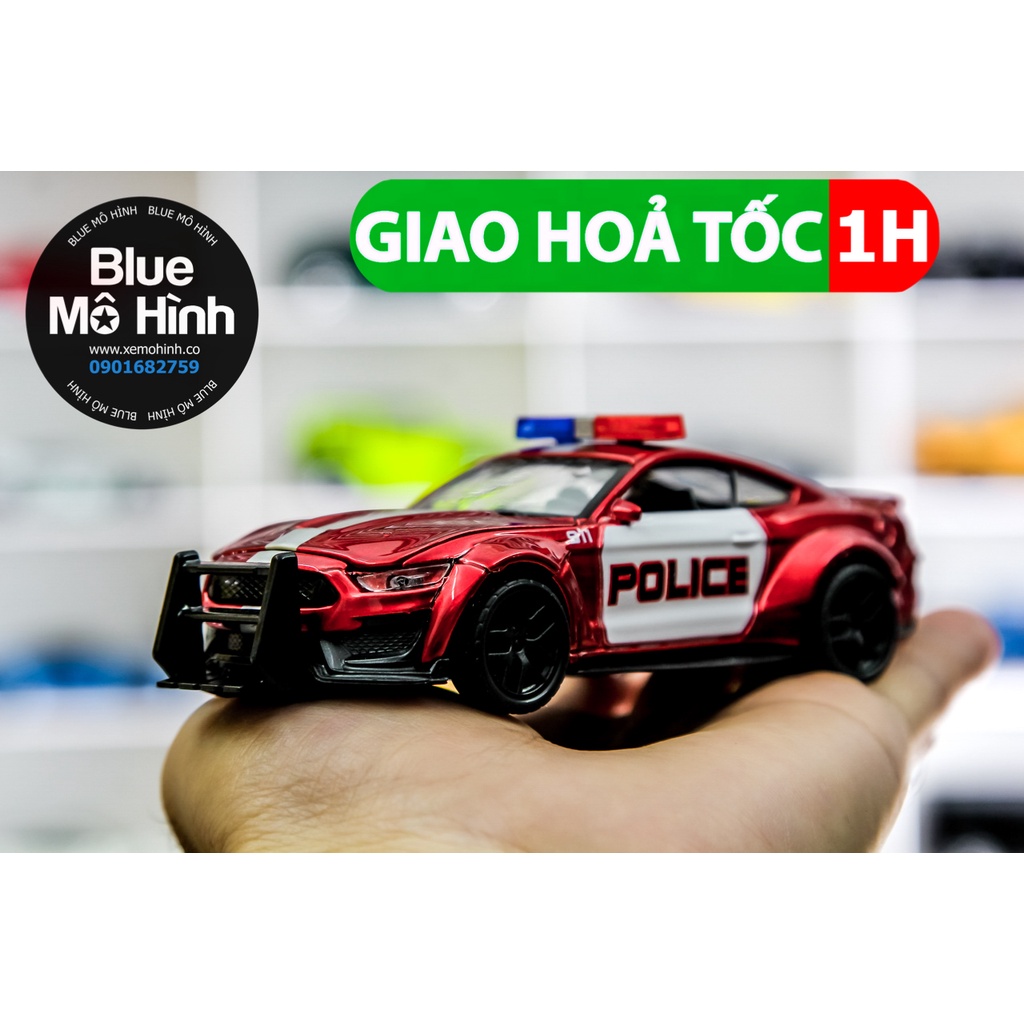 Blue mô hình | Mô hình xe cảnh sát Ford Mustang Police 1:36 Đỏ trắng