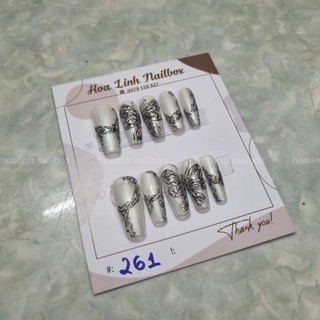 Sơn bướm bạc form thang gắn móng úp - hoa linh nail box thiết kế thủ công 261