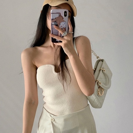 Áo Dệt Kim Ôm Ngực Cổ Chữ V Thời Trang Hàn Quốc Quyến Rũ Cho Nữ