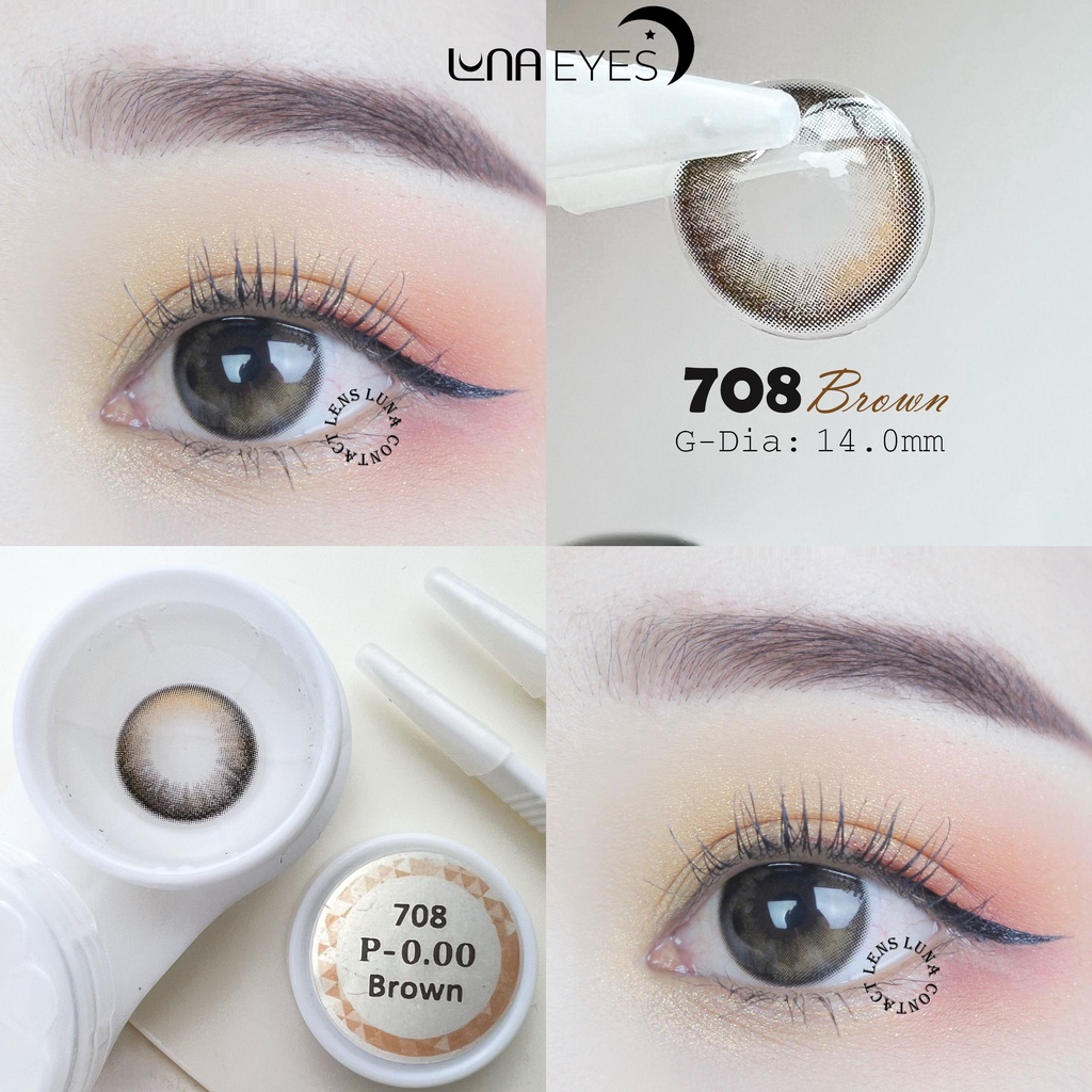 Kính áp tròng LUNA EYES 708 BROWN - Lens size nhỏ