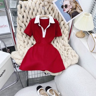 [HÀNG ĐẸP] Đầm Polo Đỏ Viền Trắng Basic