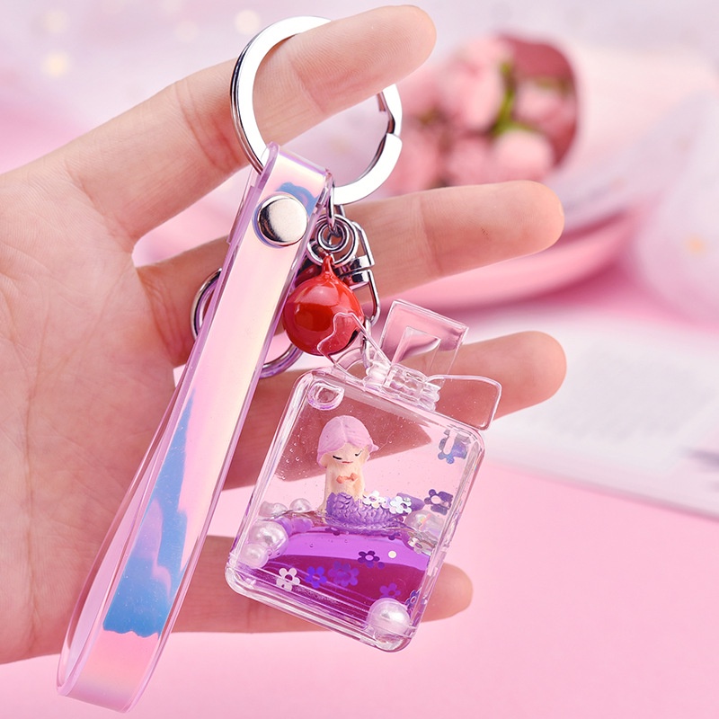 Móc Khóa Acrylic Hình Nàng Tiên Cá Đính Nơ Lấp Lánh