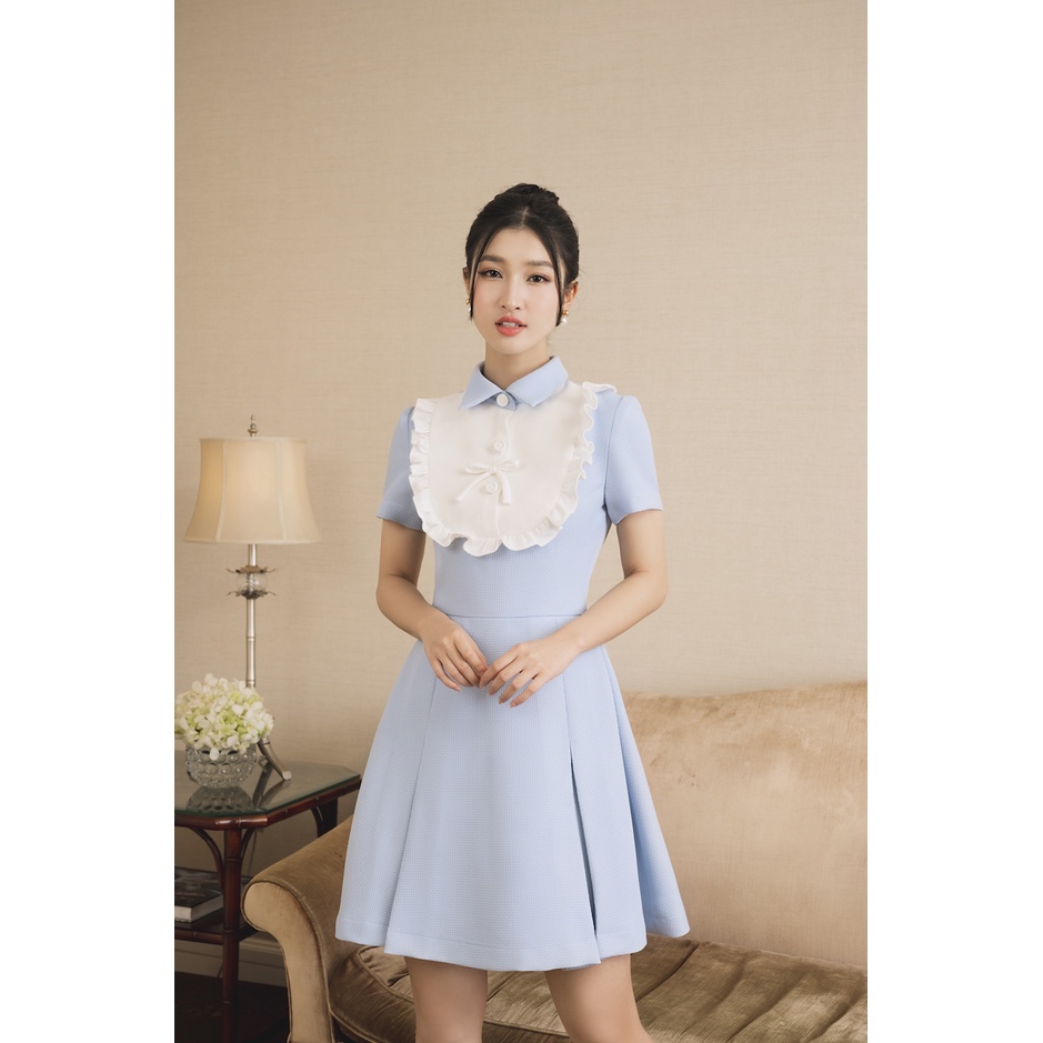 ĐẦM XANH PHỐI CỔ TRẮNG MARINA DRESS