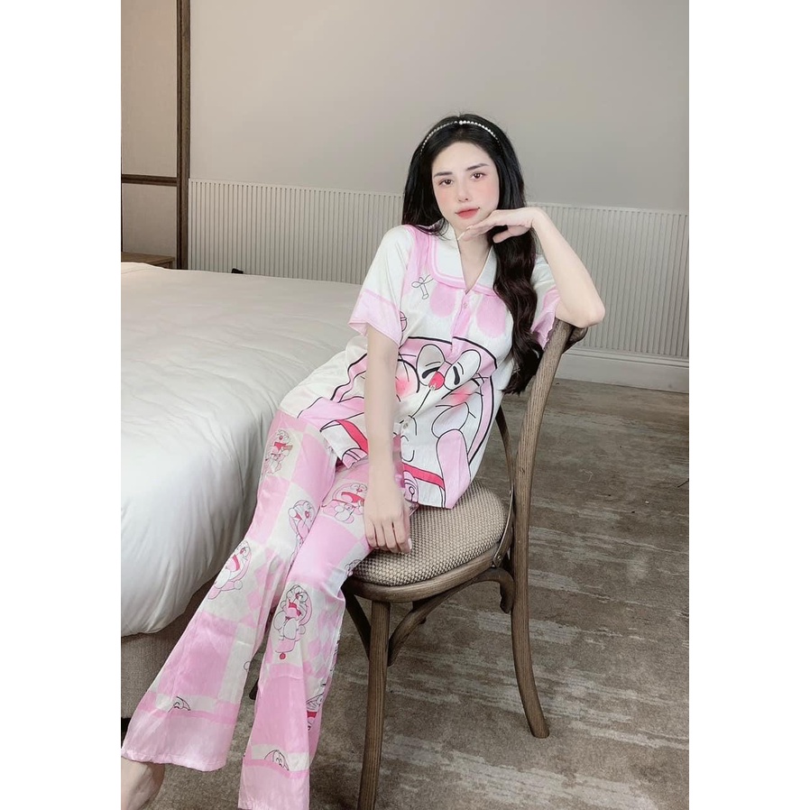 ẢNH THẬT pijama tay ngắn lụa xước thiết kế hot nhất hiện nay, đồ bộ hot trend, pijama nữ giá rẻ, đồ bộ lụa xước freeship