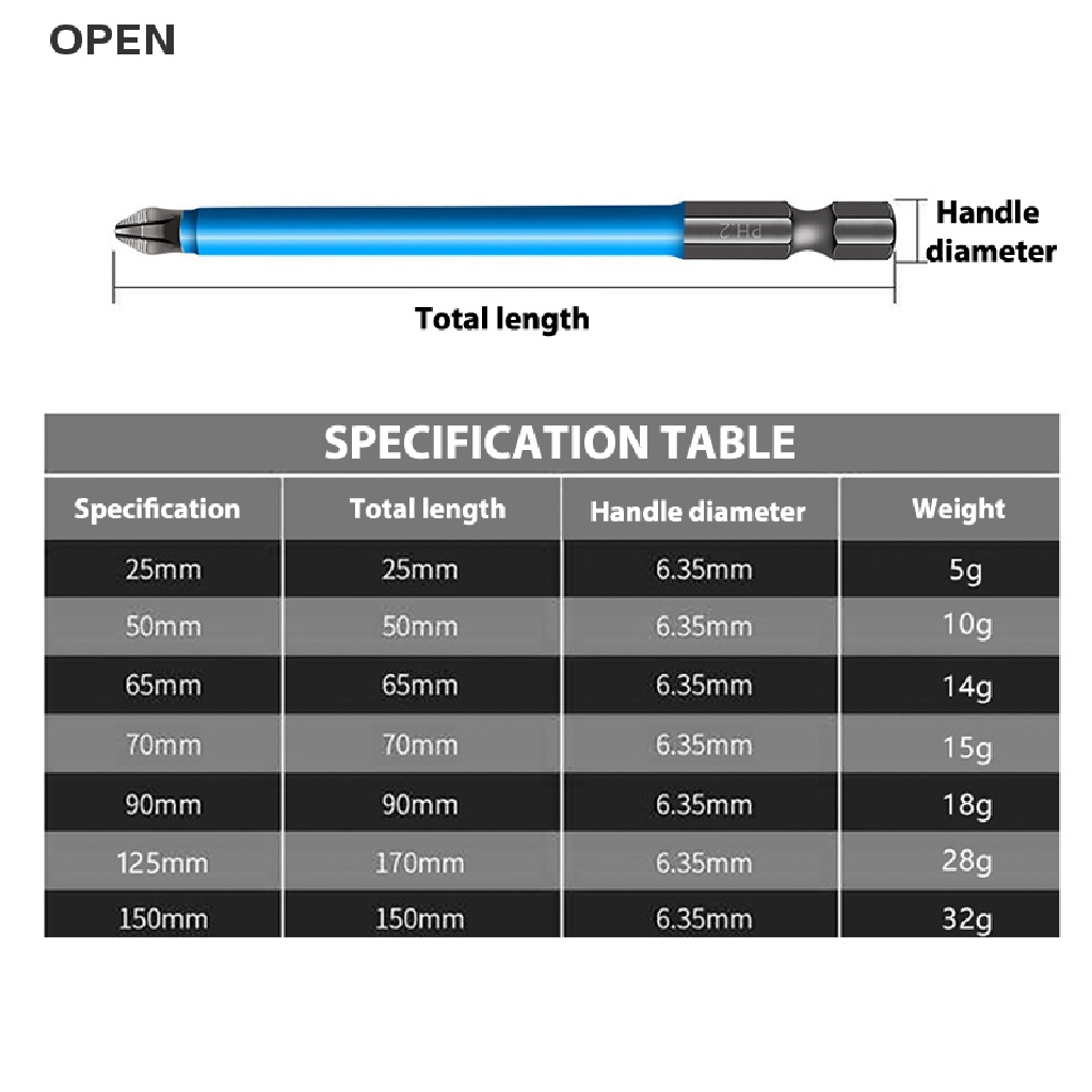 Op Mũi Khoan Từ Tính Chống Trượt 7 Cái PH2 Phillips Tuốc Nơ Vít Khoan my