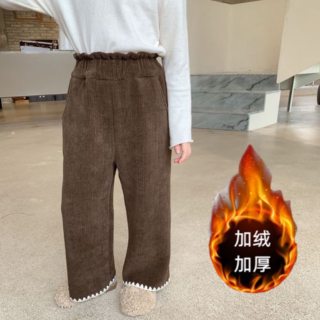 [Babycat] Hàng Có Sẵn Quần Nhung Lông Cừu Ống Rộng Phong Cách Nhật Bản Nhật Bản Thời Trang Thu Đông Cho Bé Gái