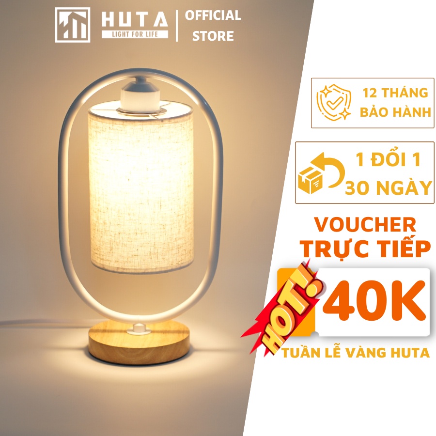 Đèn Ngủ Để Bàn Gỗ Huta Light For Life G6 Decor Phòng Ngủ, Trang Trí Vintage, Đọc Sách, Điều Chỉnh Độ Sáng, Ánh Sáng Vàng