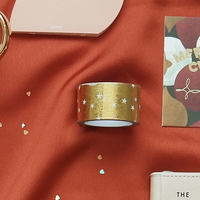 Washi tape bản to 2.5cm in họa tiết nhũ chấm bi, ngôi sao lấp lánh - băng dính/ keo trang trí sổ, planner