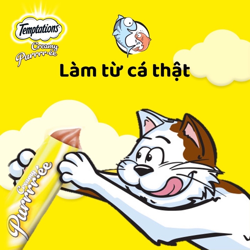 TEMPTATIONS Creamy Purrrr-ée - Súp thưởng cho mèo lớn mix 3 vị