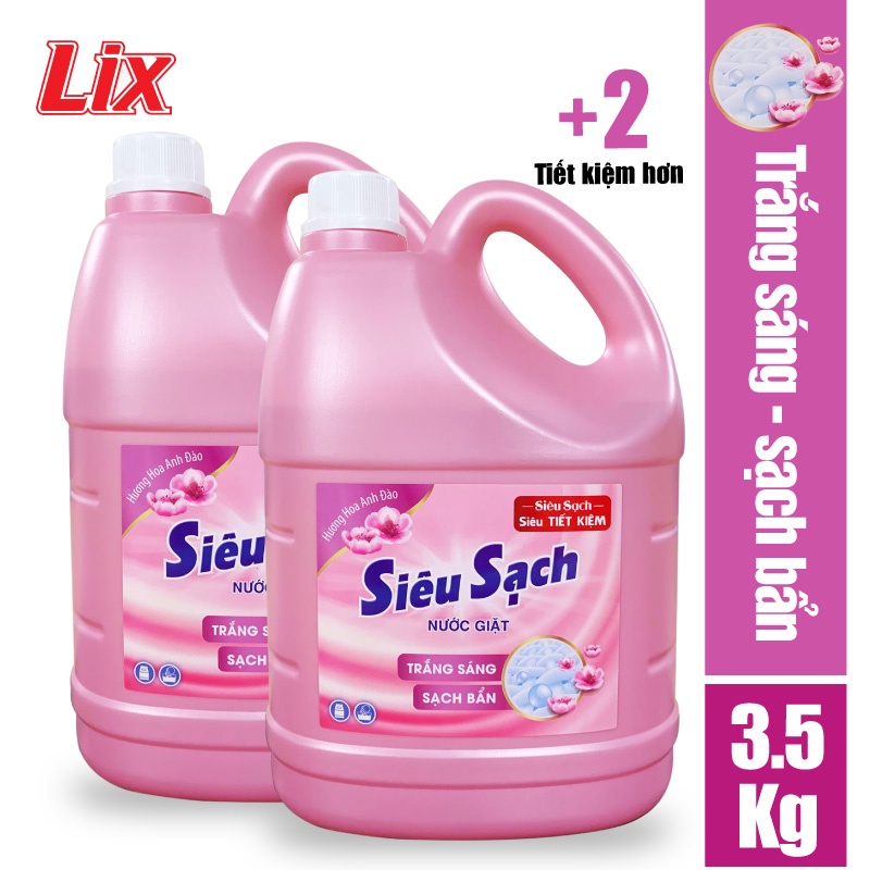COMBO 2 chai nước giặt LIX siêu sạch hương hoa anh đào (2 chai x 3.5kg) N2501
