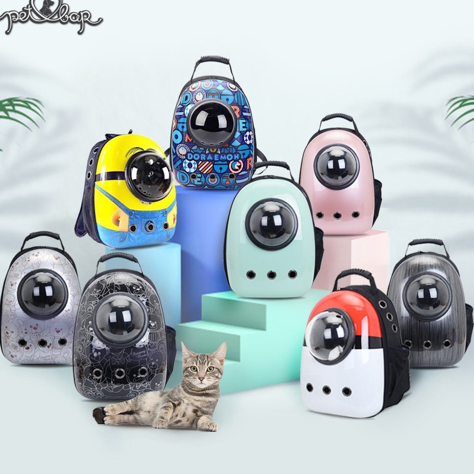 Balo phi hành gia cho mèo hoạ tiết, balo vận chuyển nhựa cứng hoa văn sinh động - SkyO Pet Shop