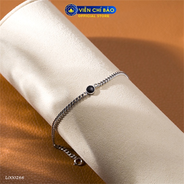 Lắc tay bạc nữ đá tròn đen chất liệu bạc Thái 925 thời trang phụ kiện trang sức Viễn Chí Bảo L000266