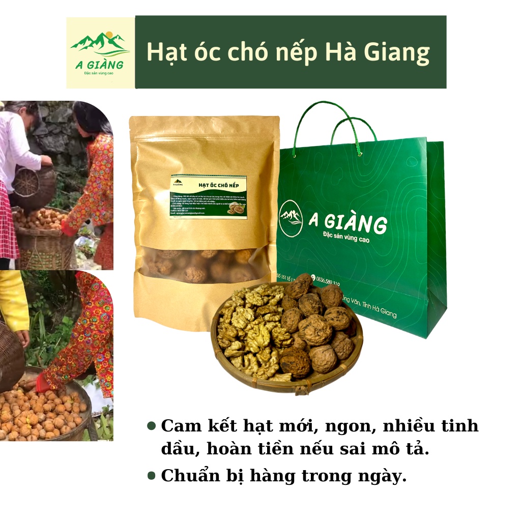 Hạt óc chó nếp nguyên vỏ Hà Giang, hạt óc chó tự trồng Hà Giang gói 500gr